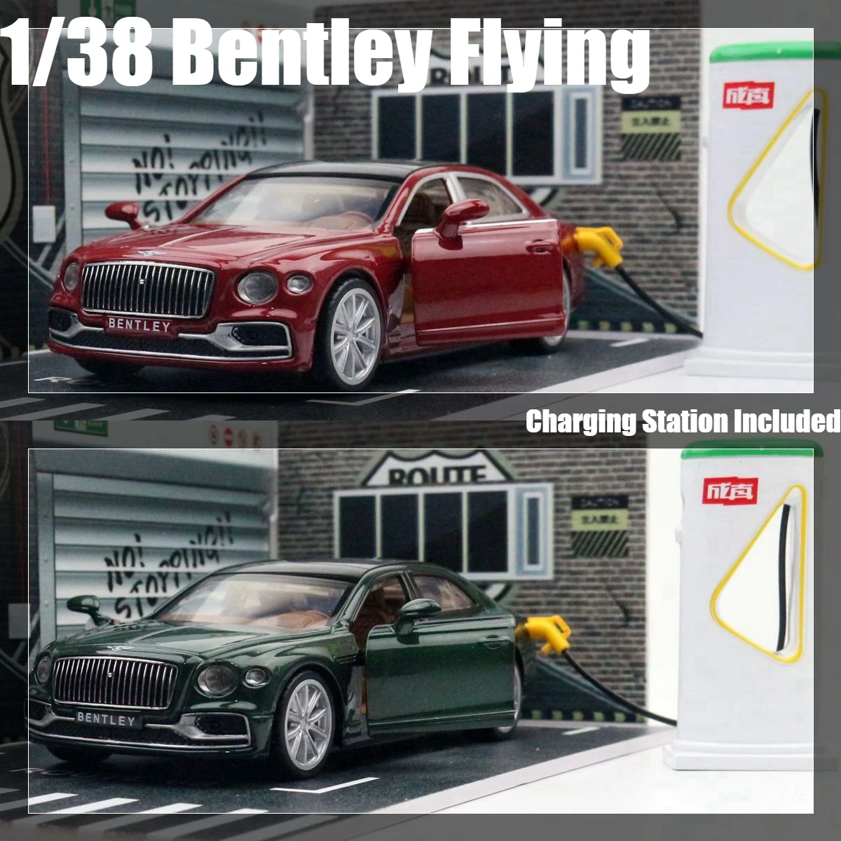 

1/38 Bentley Flying SPUR HYBRID Toy Car Model Diecast Alloy Miniature Sound & Light Pull Back Collection Gift For Boy Children