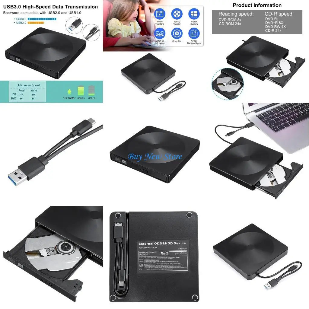 

20CE USB3.0 Type C External DVD Optical Drives DVD/VCD Burners Portable Player
