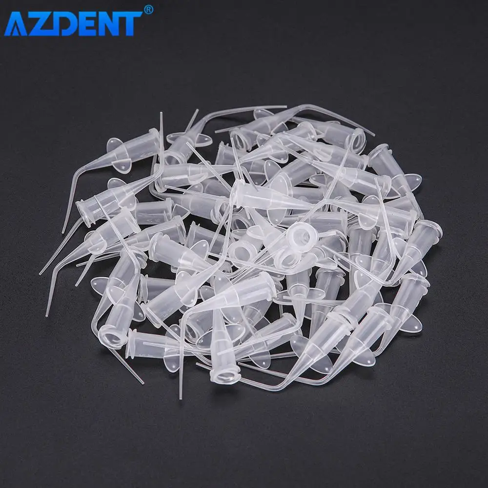 AZDENT Dental Disposable Plastic Syringe Tip Endo Irrigation Disposable Needle Tip for Dental Injection Medicine Refill