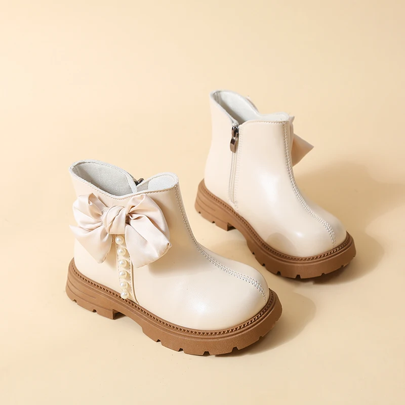 2026 Mädchen-Stiefeletten aus kombinierten Stoffen mit seitlichem Reißverschluss und Schnallendekor, rutschfester, dicker Sohle, kurze Stiefel für den täglichen Gebrauch im Herbst – Detail 19