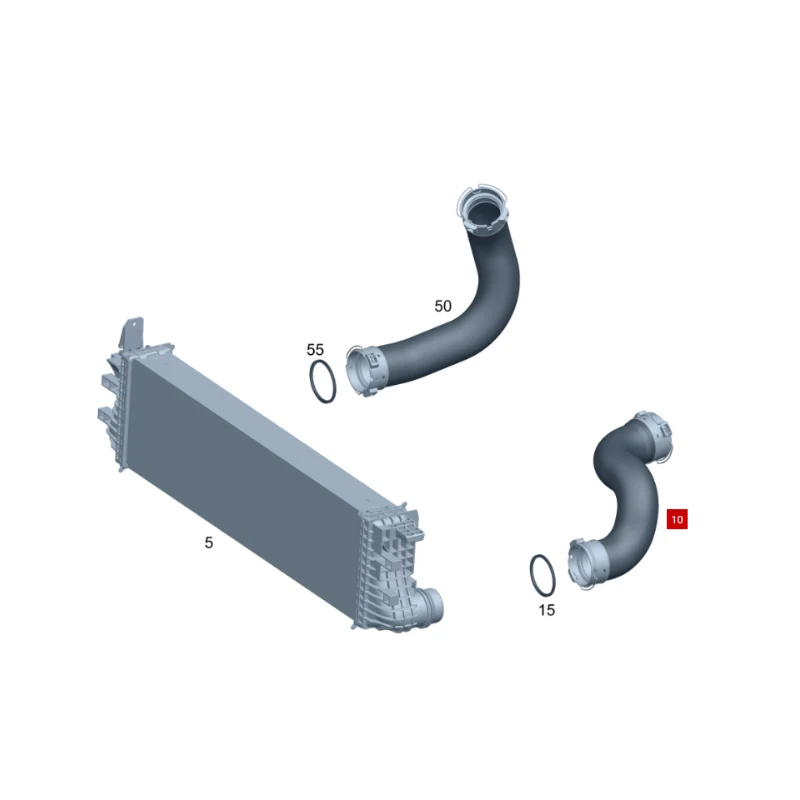 A4475280282 A4475280482 W447 W448 On the right side of the charge air hose on the charge air cooler