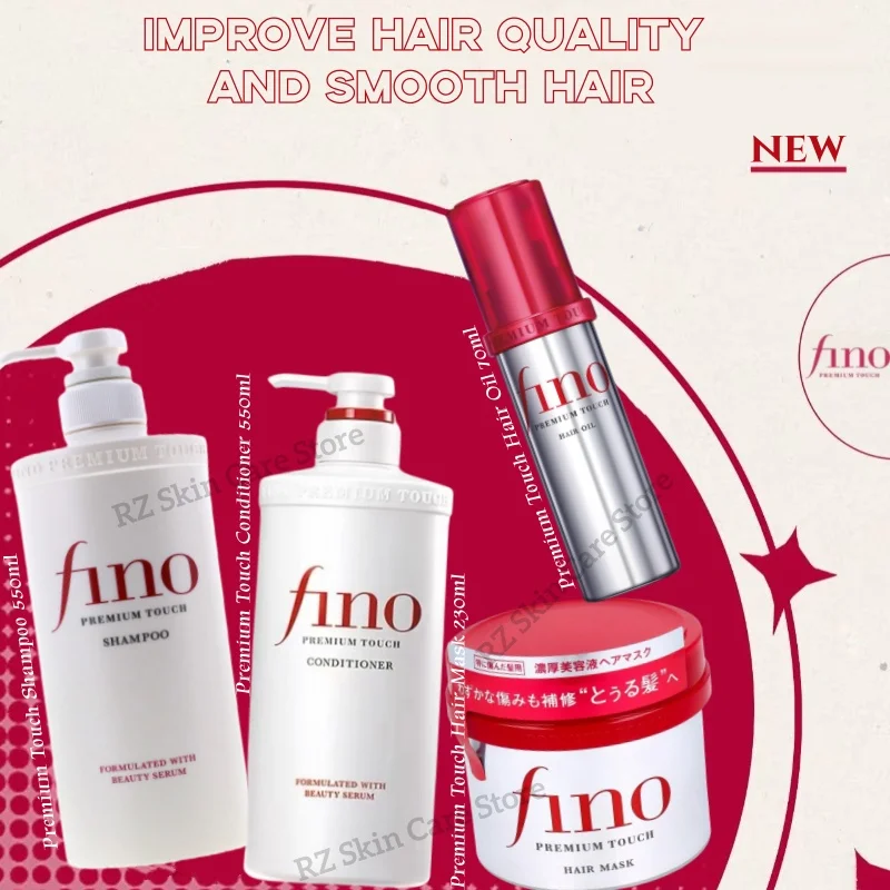 

Original fino Premium Touch Moist Shampoo Conditioner Smoothing and Moisturizing Leave-In Hair Oil Hair Mask Treatment Hair Care