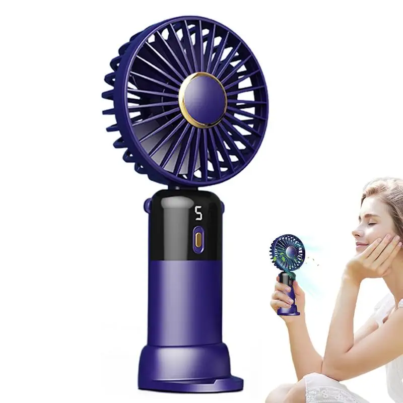 Ventilador Personal de mano, enfriador plegable con carga USB, silencioso, con pantalla Digital y cordón