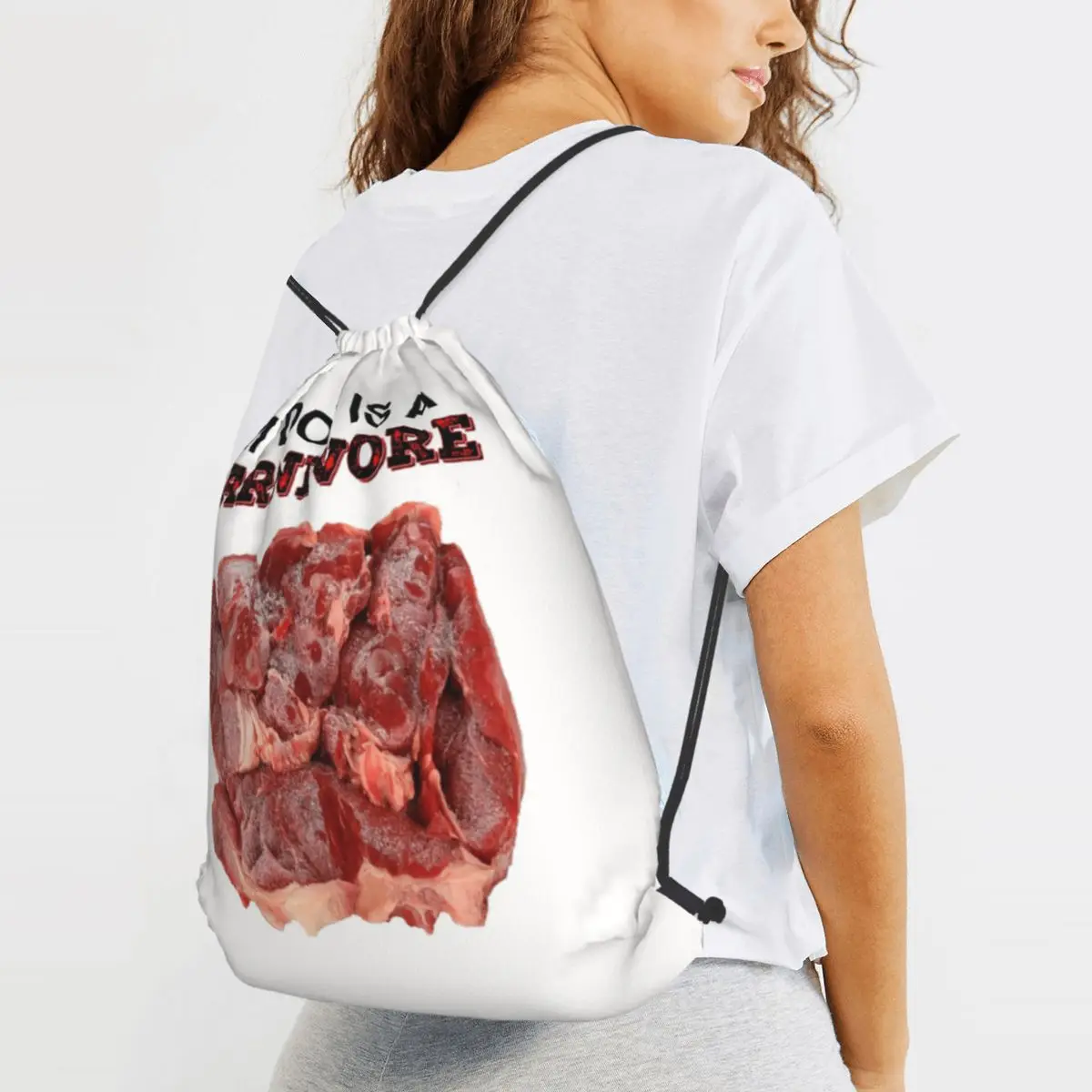 My Dog Is A Carnivore Backpacks Casual Drawstring Bags Shoes Bag Book Bags for Travel School