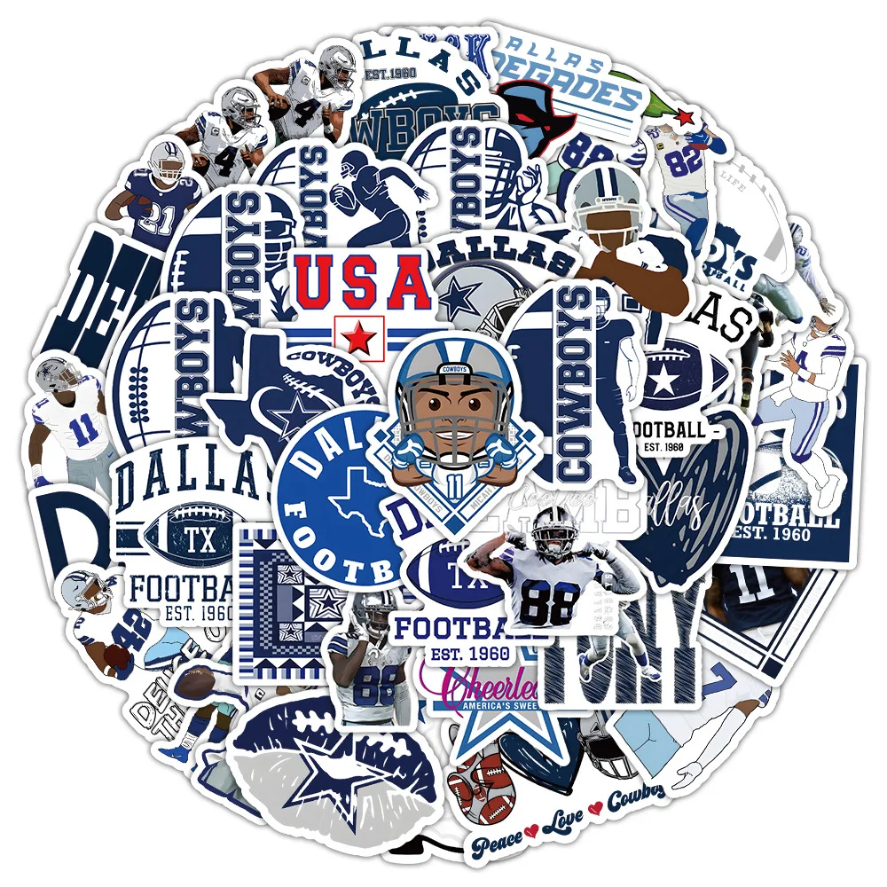 10/30/50PCS New Dallas Cowboys Stickers Football Cartoon Graffiti iPad Helmet Car Guitar DIY Scrapbook Toys Decoration Wholesale