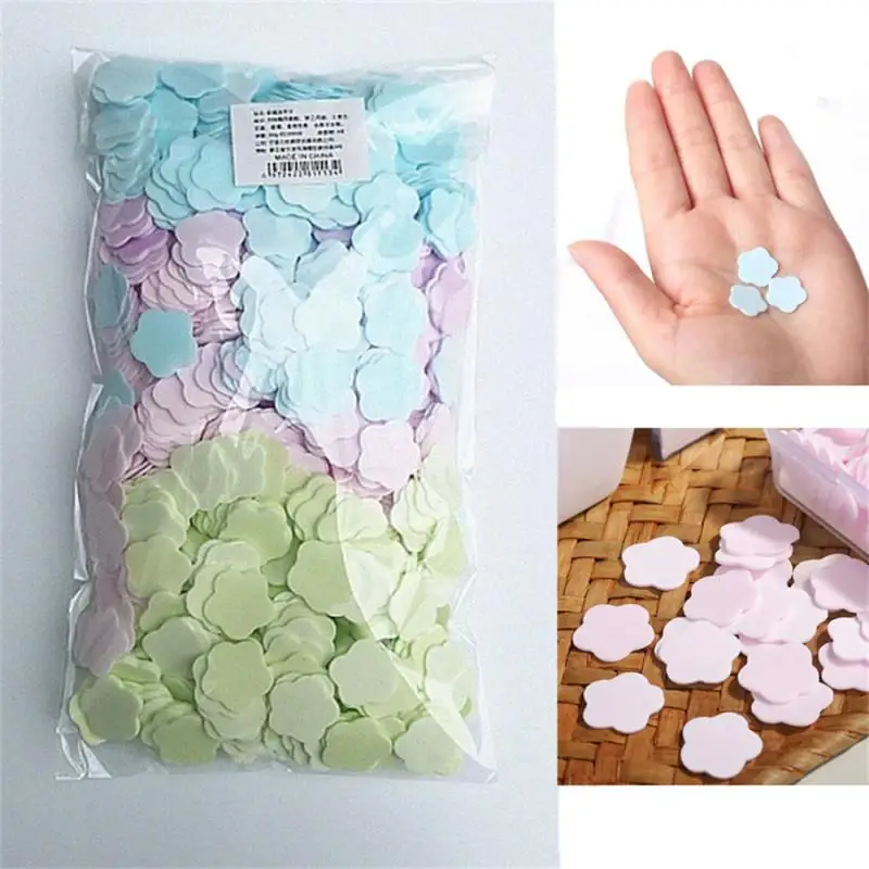 1/2 buah kertas sabun portabel, bentuk bunga lembar sabun kertas sekali pakai untuk Cuci Tangan mandi dapur luar ruangan perjalanan berkemah