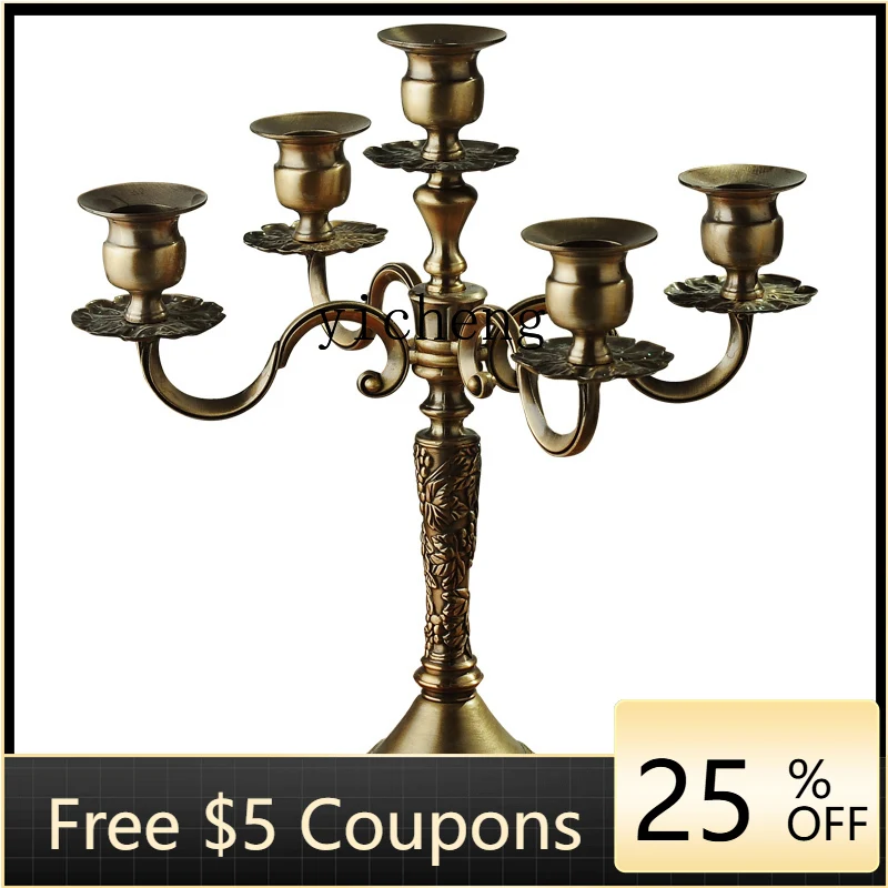 

YFY retro nostalgic three-headed five-headed alloy candlestick ornament birthday party romantic candlelight dinner