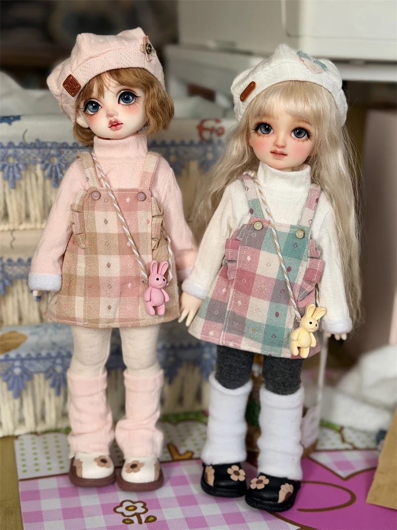 1/4 1/5 1/6 사이즈에 적합한 BJD 인형 옷 서스펜더 스커트 옷 세트 인형 액세서리(6점)