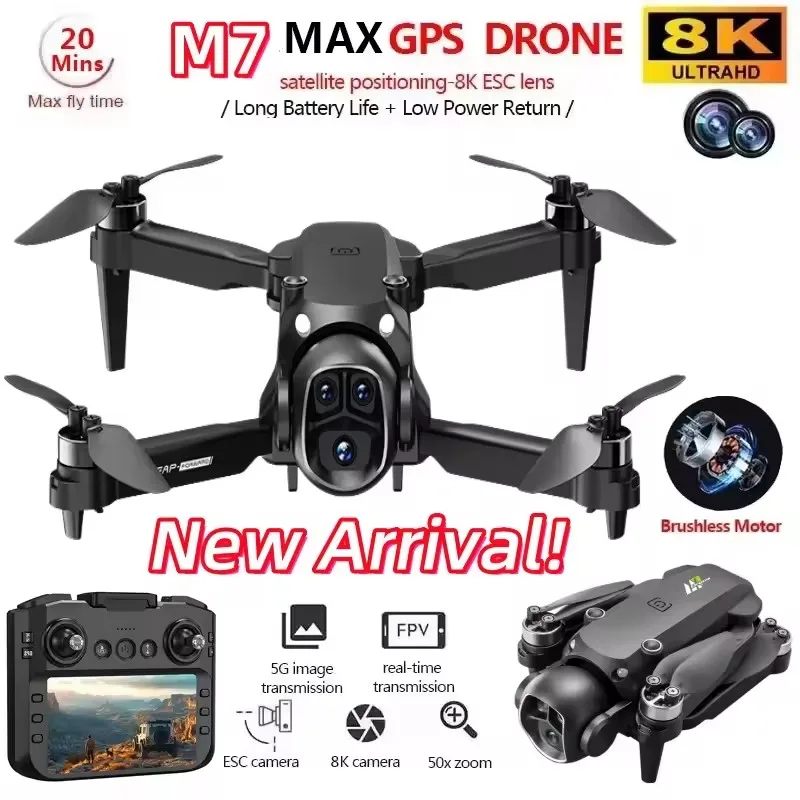 

Оригинальный дрон M7, 8K, антенна, HD, двойная камера, заводской интеллектуальный дрон для предотвращения препятствий, бесщеточная мощность, 5G, WIFI, GPS, возвратный дрон