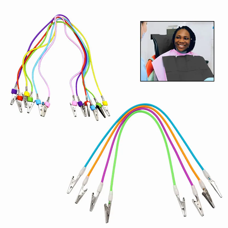 

1/10/50/100Pcs Dental Silicone Colourful Scarf Clip Patient Clip /Scarf Clip Napkin Holder/Silicone Cord Dental Disposables