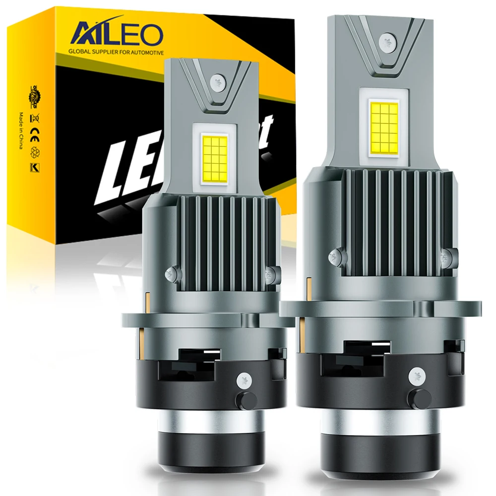 AILEO 2 Pcs D2S LED 6500K Car Headlamp D2R D4S D4R 60000LM 200W 400% Brighter HID Replacement Xenon Bulb Plug And Play Turbo Fan