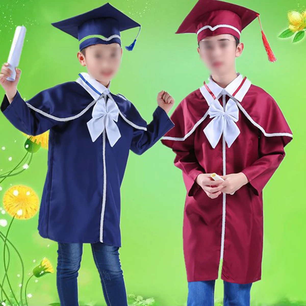 

Children's Graduation Gown Doctoral Set 140cm Navy Blue Soft Fabric Easy Care Reusable Ideal for Graduation Photos Cosplay