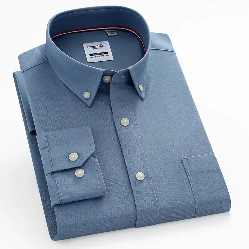Men's Cotton Plaid Shirt Casual Business Long Sleeve  Neck Thickened Fleece Autumn Season Special Wide Fit Shirt