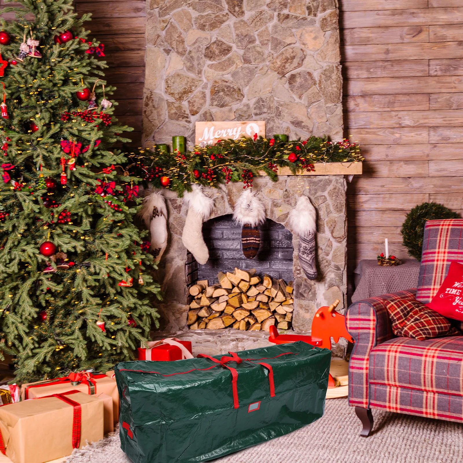 

1Pcs Xmas Tree Pouch Storage Bag Heavy Duty Construction High Quality Zipper Puller Elegant Surface Finish Suitable for Indoor