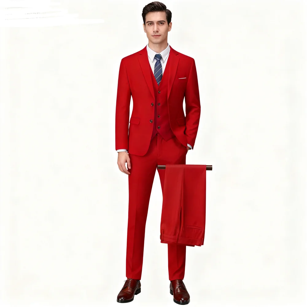 

Men's Slim Fit White Tuxedo 3-Piece Suit for Wedding Dance Party Business Blazer Vest Pants Formal Wear