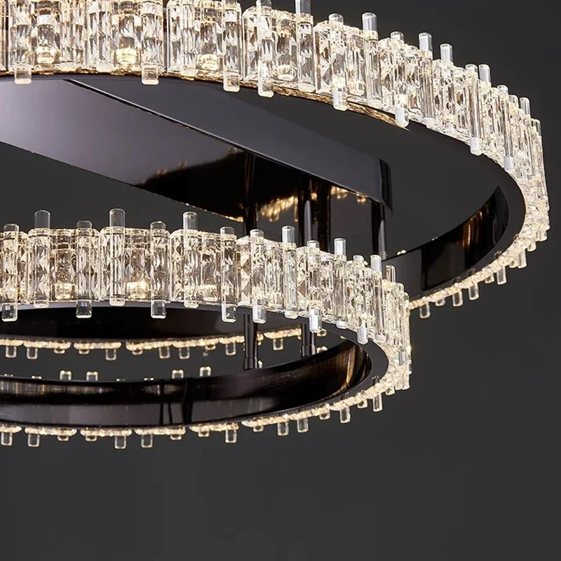 Modern Style Led Ceiling Chandelier for Living Room Bedroom Dining Room Kitchen Black Ring Creative Design Lamp Ceiling Light
