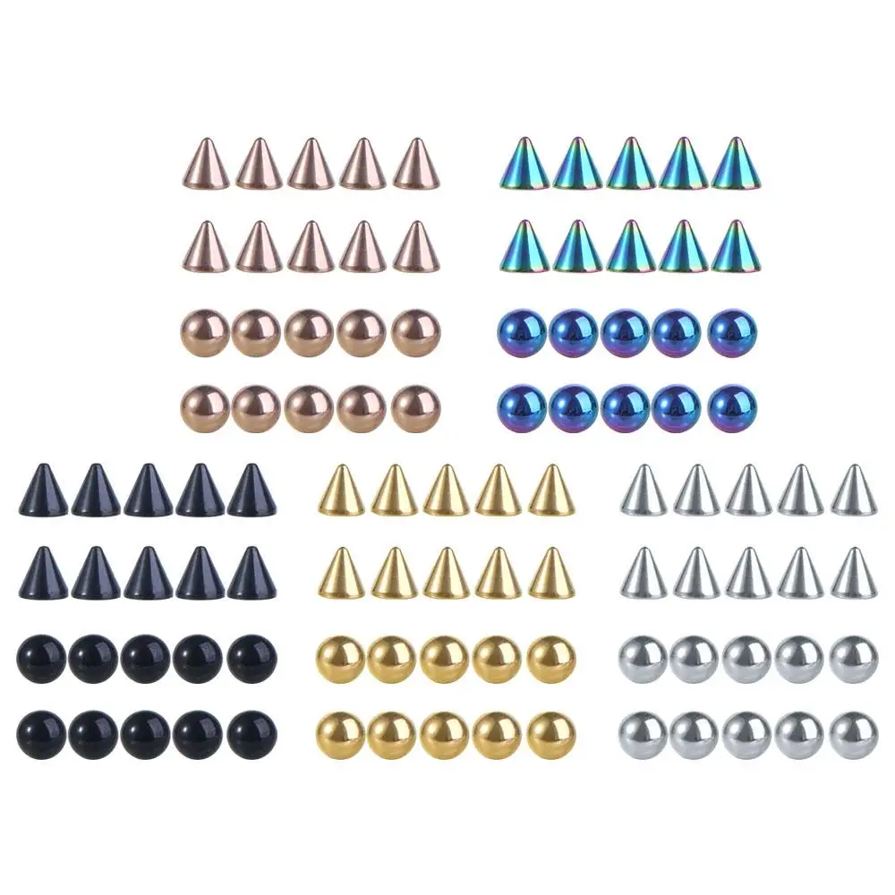 Body Jewelry Men Stainless Steel With Sticker For Earrings Ball Nose Ring Fake Lip Stud Eyebrow Stud Set No Piercing Jewelry view 6