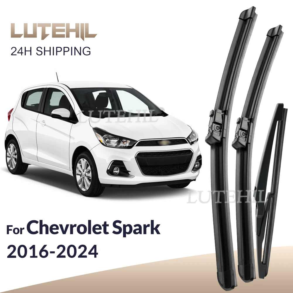 

LUTEHIL Wiper For Chevrolet Spark EV M400 2016-2024 Front & Rear Wiper Blades Windshield Windscreen Window Brushes 24"+14"+10"