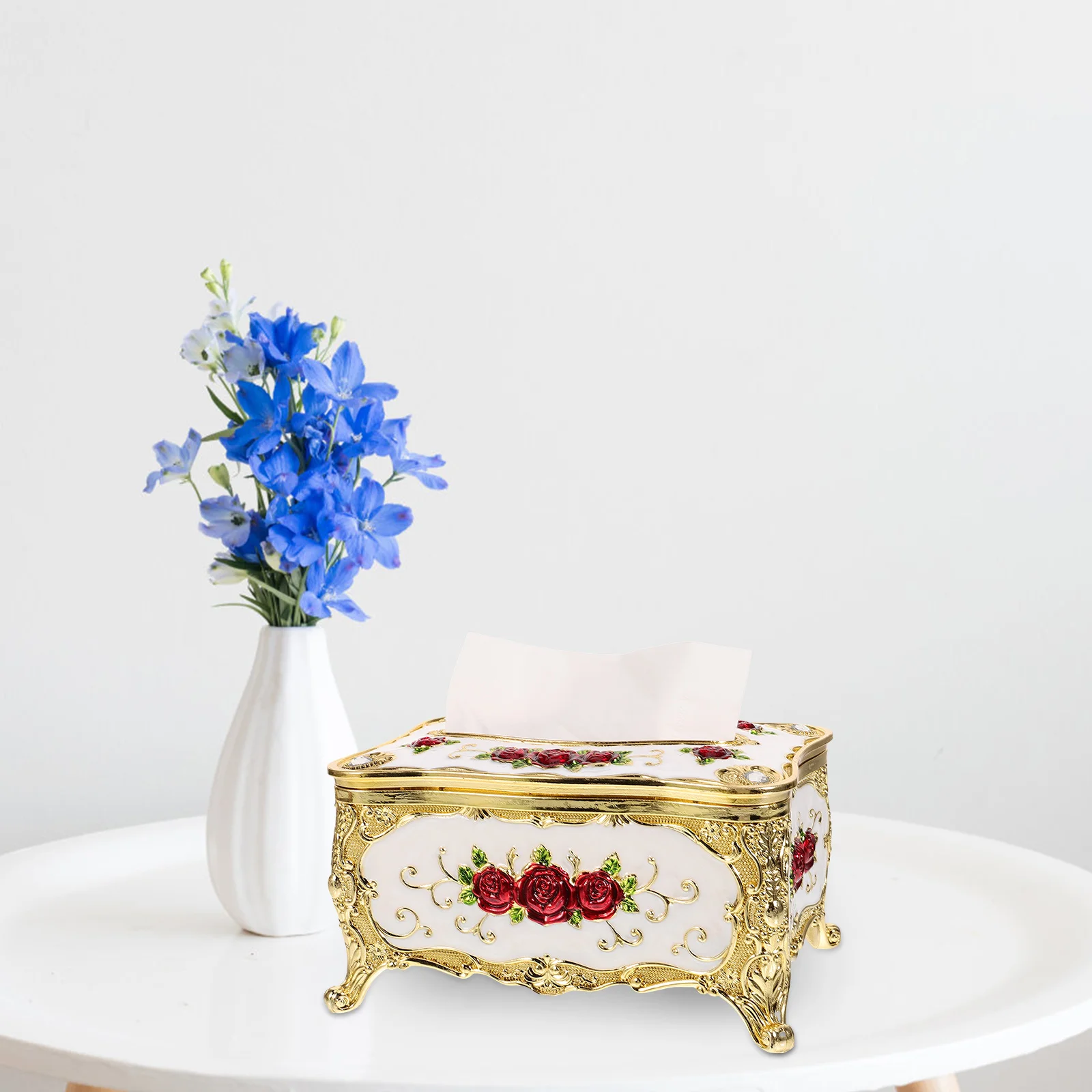 

European Style Tissue Box Holder Acrylic Paper Towel Storage Boxes Red Gold Office Decorative Napkin Box Cover