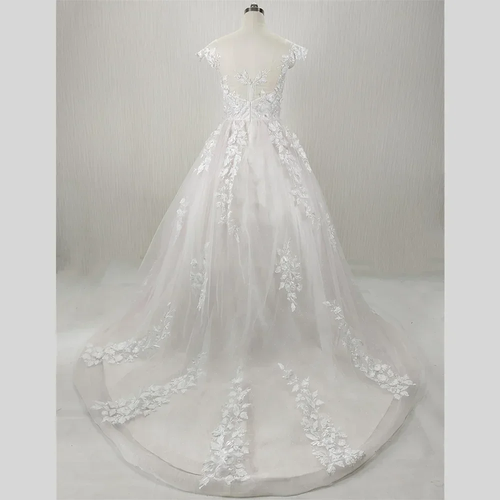 Robe de mariée beige avec appliques de perles, col en V, sans manches, qualité, dos nu, A-ligne, longueur au sol, grande taille, mariée, quelle que soit la chemise 006