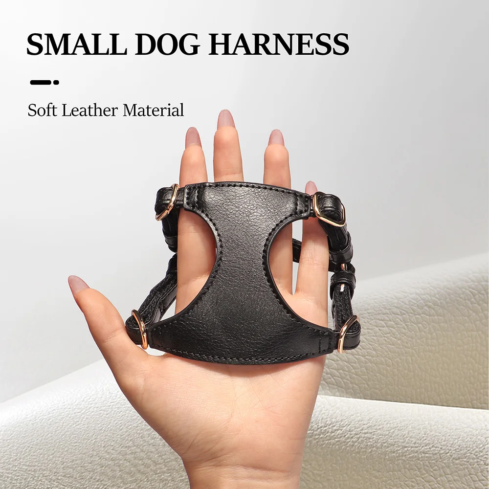 Puppy Dog Harness and Leash Set Soft PU Leather Dogs Cat Vest Harness With Lead Leash For Small Medium Dogs Cats Chihuahua