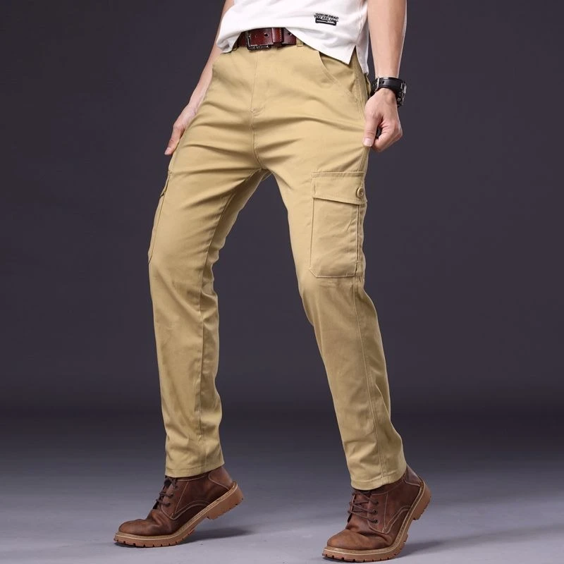 남성용 워크웨어 멀티포켓 슬림 트라우저 조거 팬츠 롱 배기 캐주얼 레귤러 핏 패션 에모 하라주쿠 스트릿 카고 팬츠