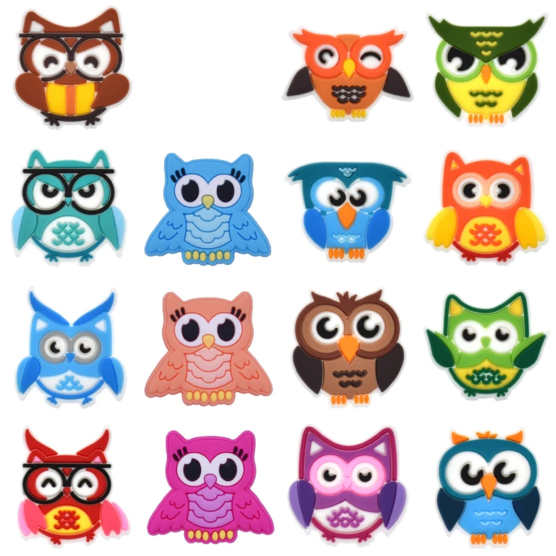 100Pcs Bulk Shoe Charms for Crocs Accessories Shoes Color Owl Shoes Charm for Croc Decorations Pins Men Jeans Woman Clogs Clips