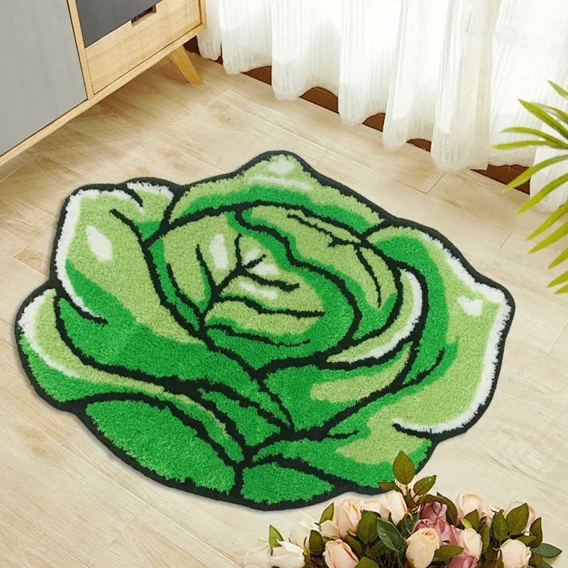 Farm Vegetable Soft Plush Rugs Green Cauliflower Tufted Bath Mat Living Room Bedroom Decor Carpet Non-slip Kitchen Floor Doormat