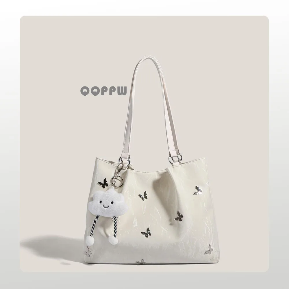 

Casual Soft Surface Large Capacity Butterfly Decorated Single Shoulder Bag Fashionable Commuter Double Shoulder Bag Multi-Purpos