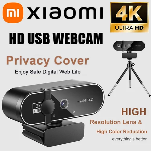 Xiaomi-cámara Web de Streaming 4K, 2K, enfoque automático, Full HD, USB, 1080P, 60FPS, con micrófono, PC, portátil, cámara de grabación de vídeo 2025