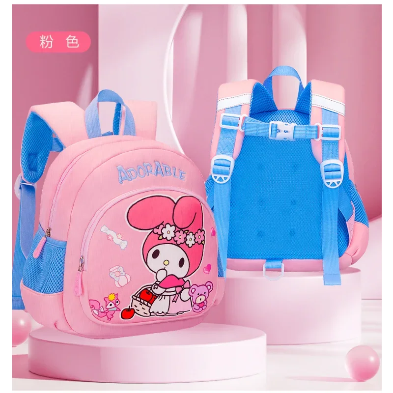 Sanrio Kulomi-mochila escolar con dibujos animados para niños, morral de gran capacidad con diseño de perro Yugui, empalme simple, color contrastante