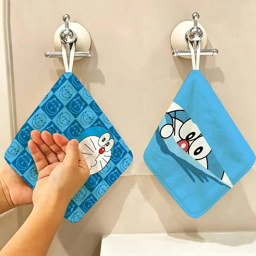Cartoon D-Doraemon Dream Anime Multi-scene Polyester Cotton Towel, Hanging Hand Wiping Cloth for Kitchen Bathroom Hotel