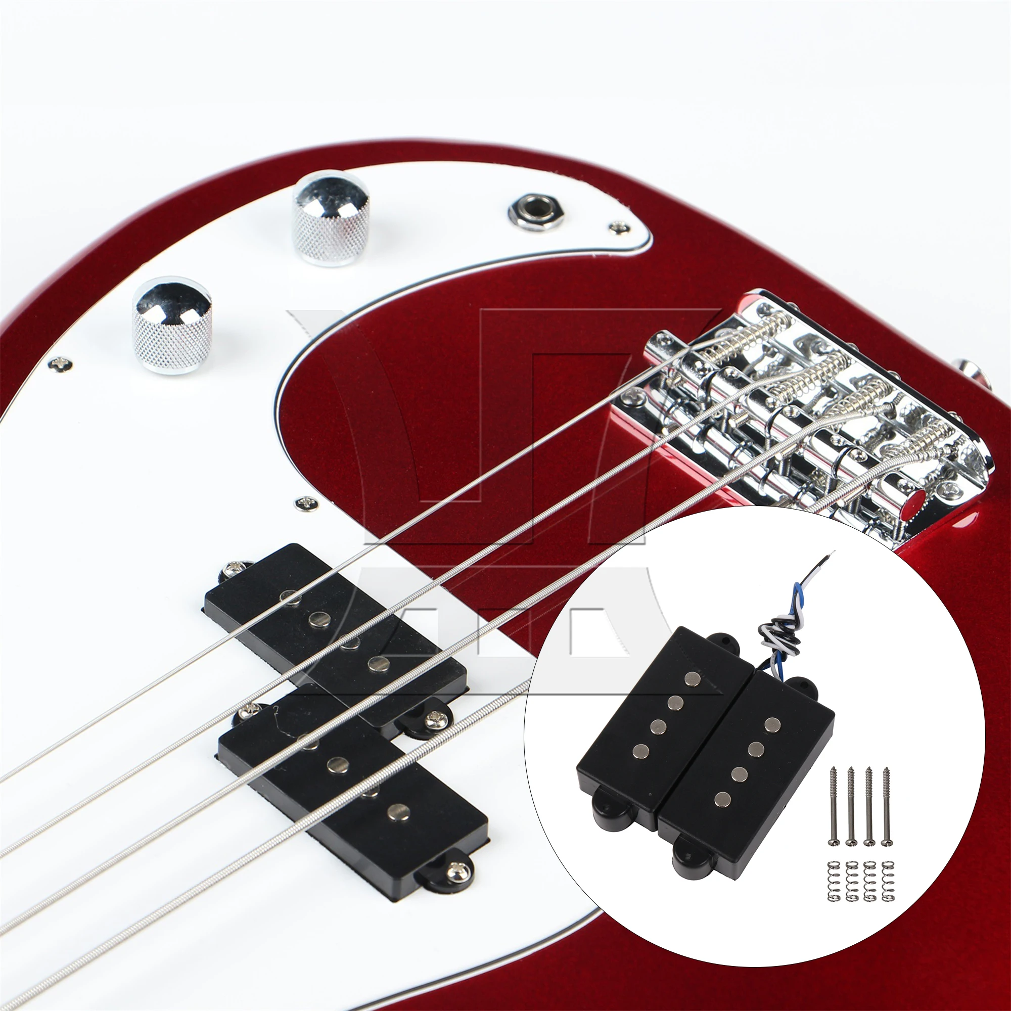 Yibuy 4 String Noiseless Pickup Set For Bass 1 Pair