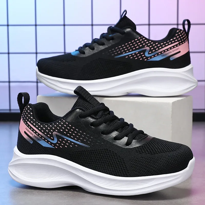 Ademende hardloopschoenen met veters voor dames Sneakers met lichtgewicht mesh Buitensporten Trainingsschoenen Tennisschoenen voor dames