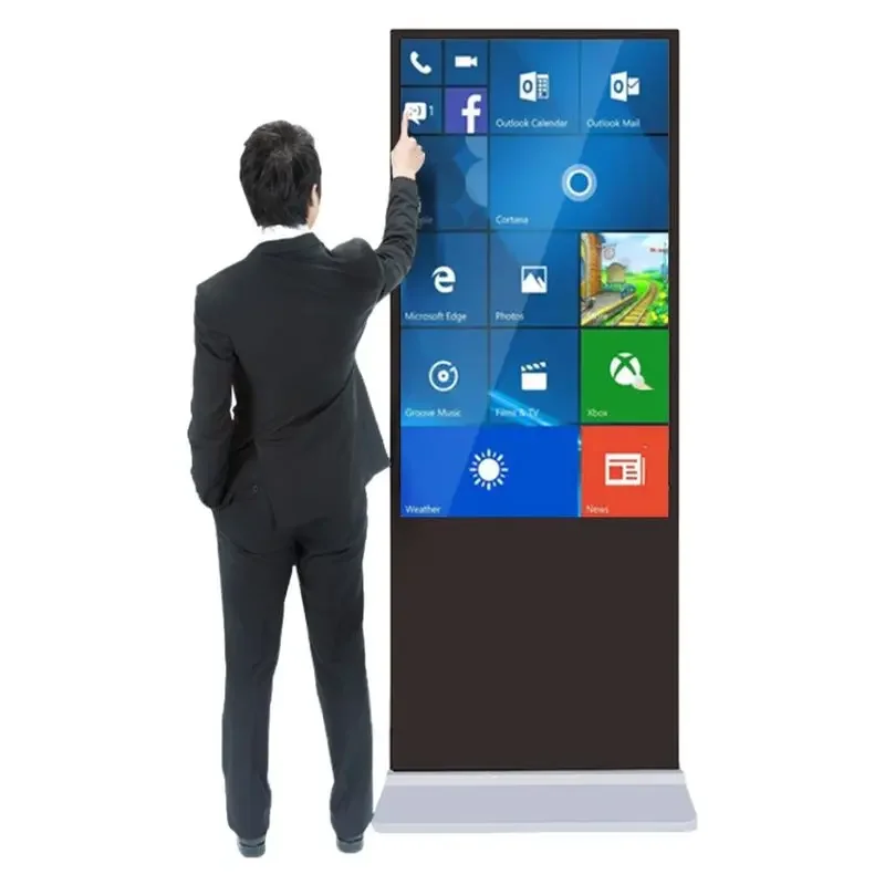 4K Display Standing Retail Store 75 Interactive Touch Screen Led Screens Indoor 42 Inch Black Kiosk LCD Floor Type SDK 500cd/m2