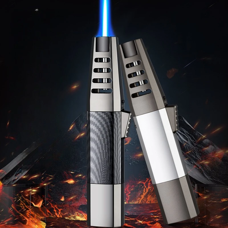 

Ветрозащитная бутановая зажигалка с турбоструйным синим пламенем, распылитель, кухонная зажигалка для барбекю, выпечки, сварки сигар, многоразовая зажигалка, уличные инструменты