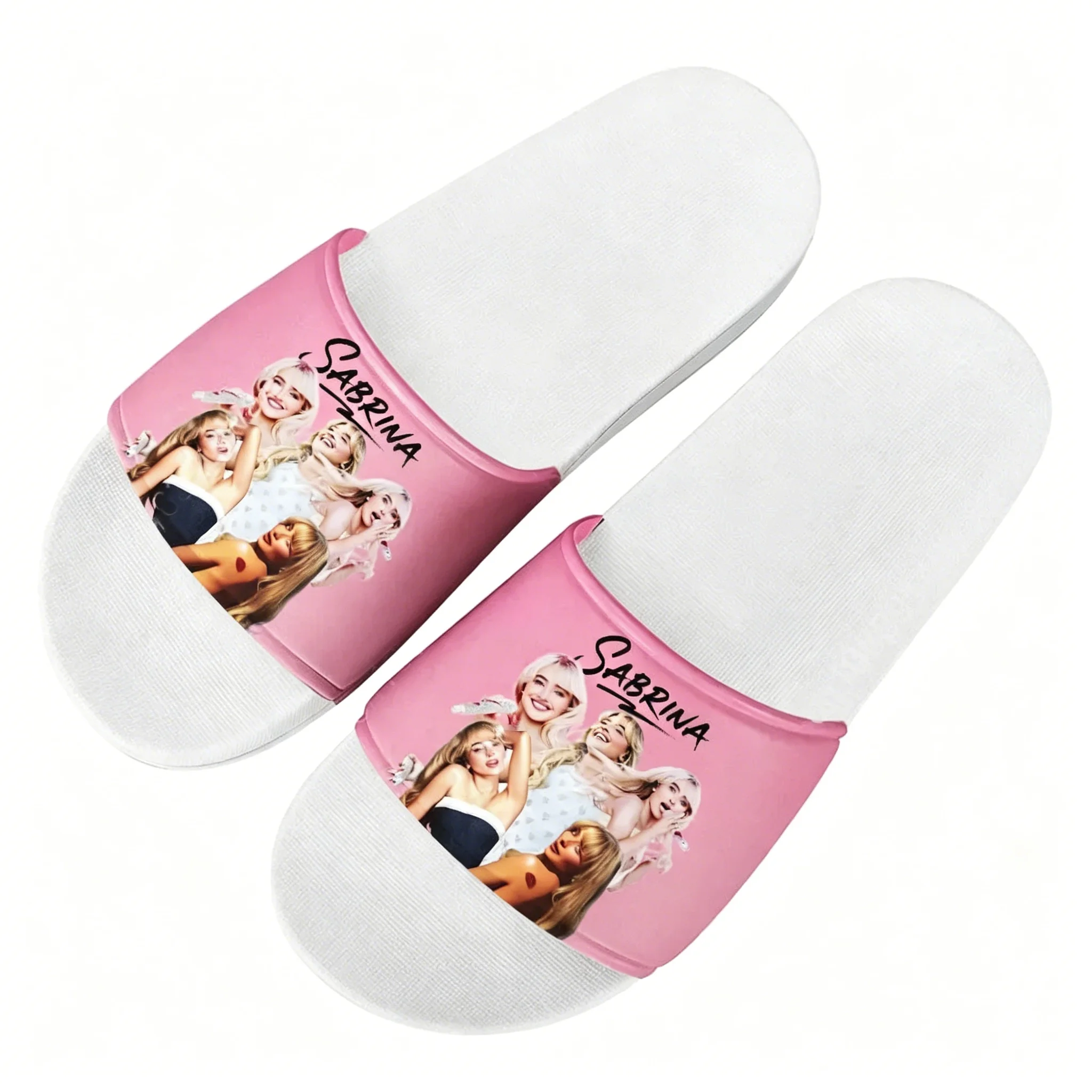 Sabrina Carpenter Slippers Man Woman Boy Girl Tailor Made Slides Sandals Pop Singer Photo Customized Bath Shoes Water Shoe White