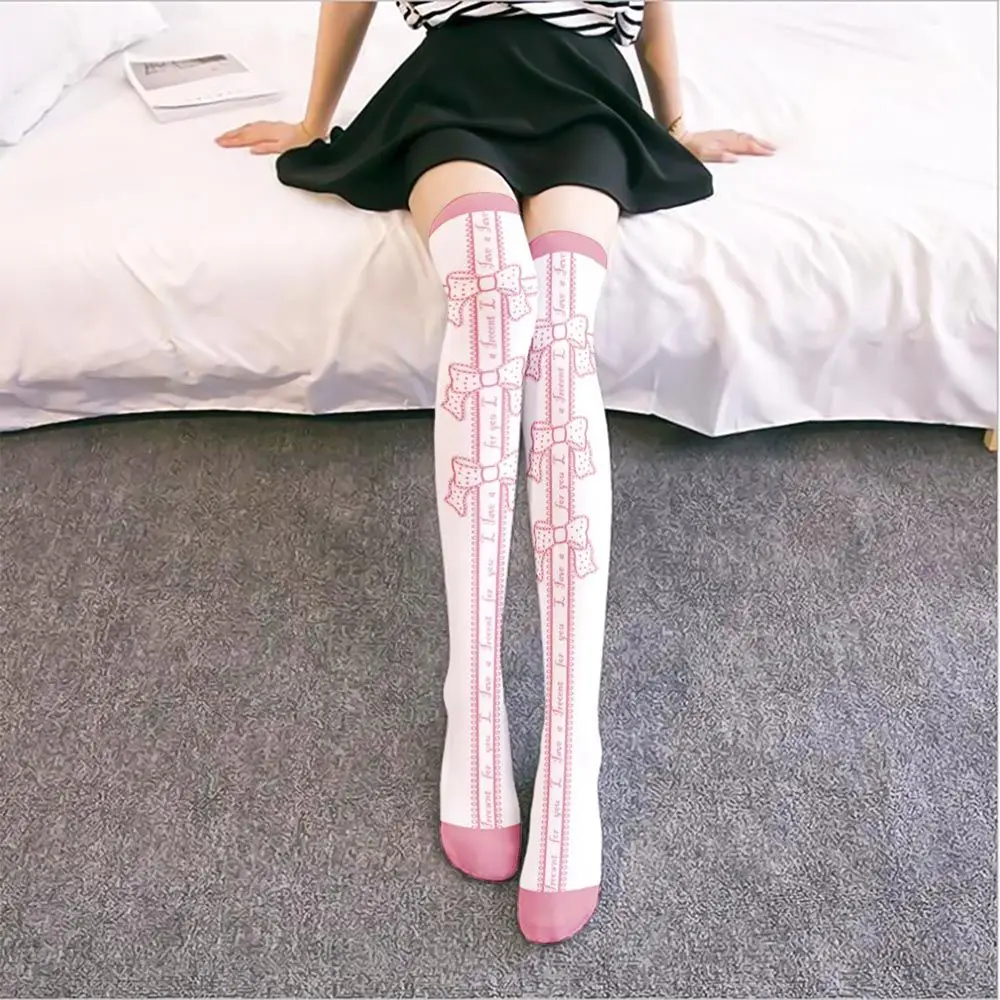 Sweet Sexy Above Knee High For Girls Letter Cross Korean Golf Socks Women Long Socks JK Stockings Lolita Pile Sock