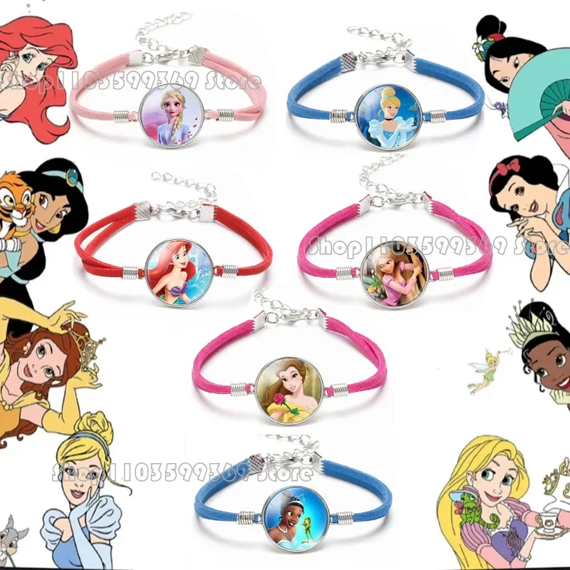 Disney Princess Armband Cartoon Elsa Anna Sneeuwwitje Assepoester Prinses Meerkleurige Armband Verjaardagscadeau voor meisjes