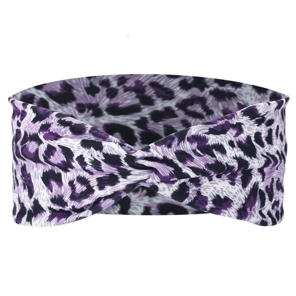 Wide Headband Leopard Yoga Headband Elastic Cotton Boho Headband Charming Currency Cross Headband Running