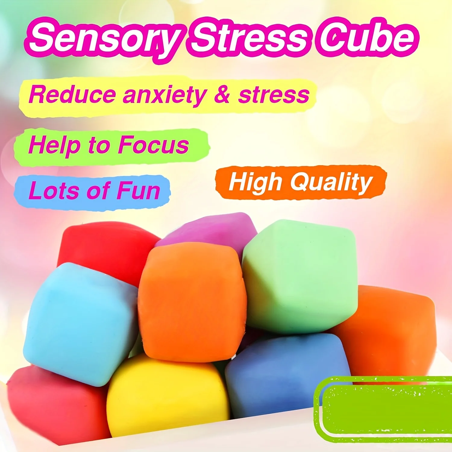 10 peças de cubos mole relaxantes – brinquedos coloridos e de subida lenta para jovens e estudantes – prêmios perfeitos para sala de aula