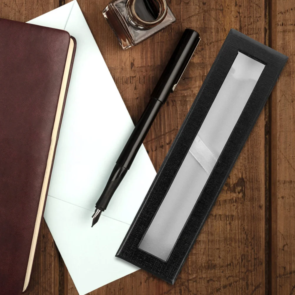 

4Pcs Pen Box With Window Quality Paper Material Reliable Strong Creative Transparent Storage Holder Empty Case