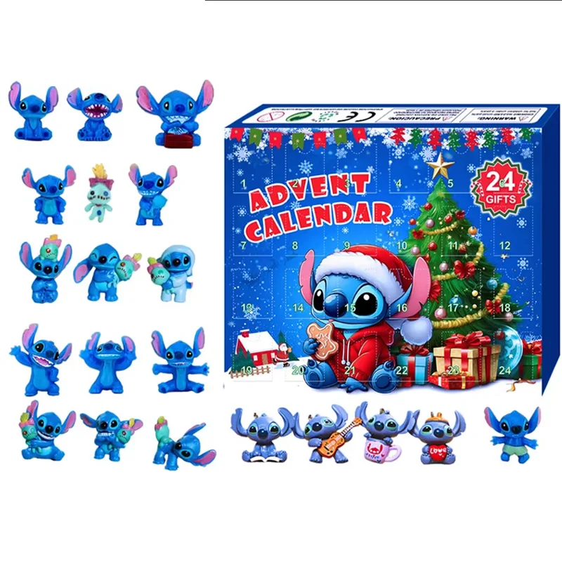 New Stitch Calendario dell'Avvento di Natale Scatola Kawaii LiloStitch Modello Doll Blind Box Anime Figura Giocattolo per bambini Regali a sorpresa di Natale