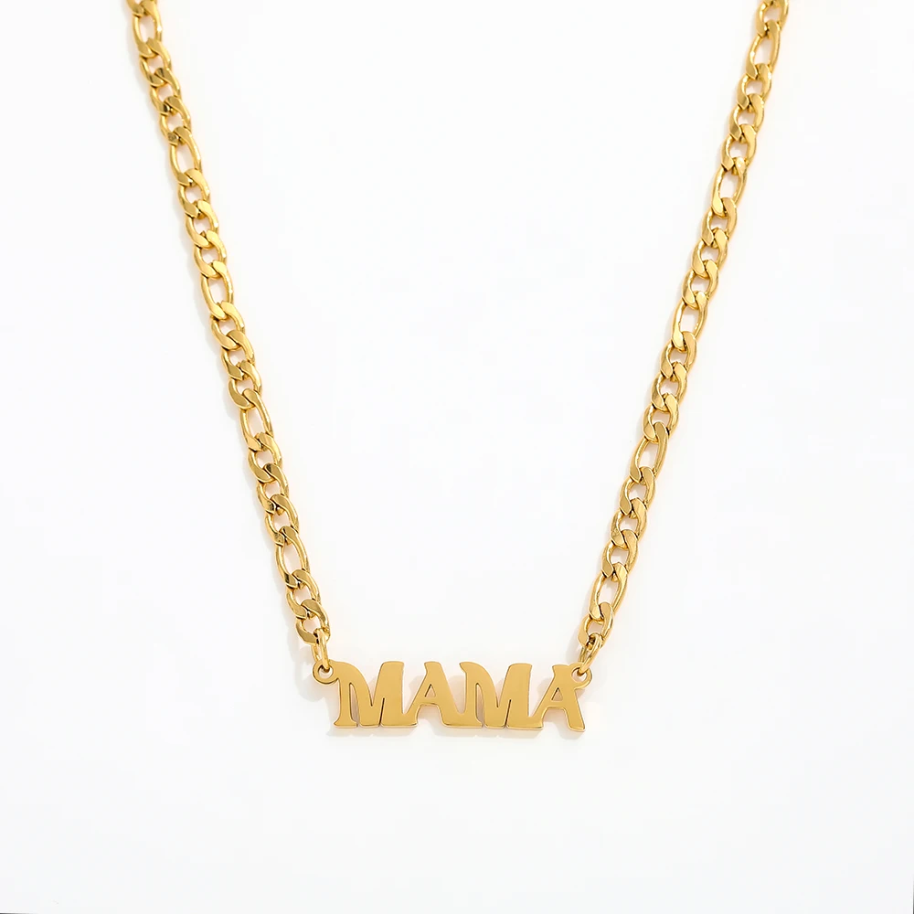 

Joolim Jewelry High End PVD Wholesale Tarnish Free Designer English Letter MAMA Lucy Pendant Stainless Steel Necklace for Women