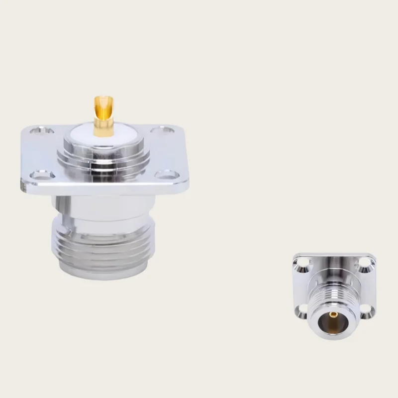 2pcs N-Type Female Seat N-50KF Four-Hole Flange RF Connector Fixed Through-Wall Welding N-50KFD for Electronic Components
