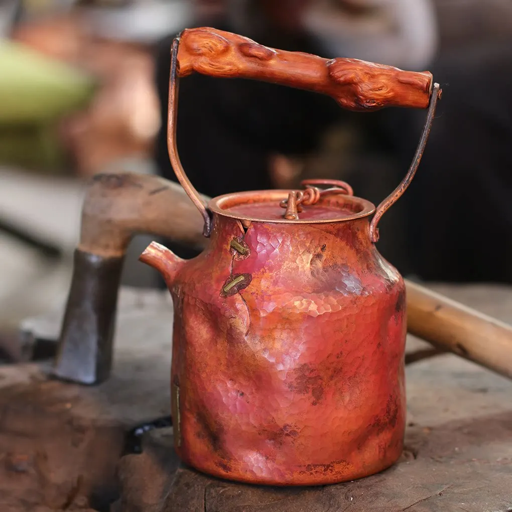850ml Hand Hammered Copper Kettle Wabi-Sabi Style Retro Tea Pot for Boiling Water