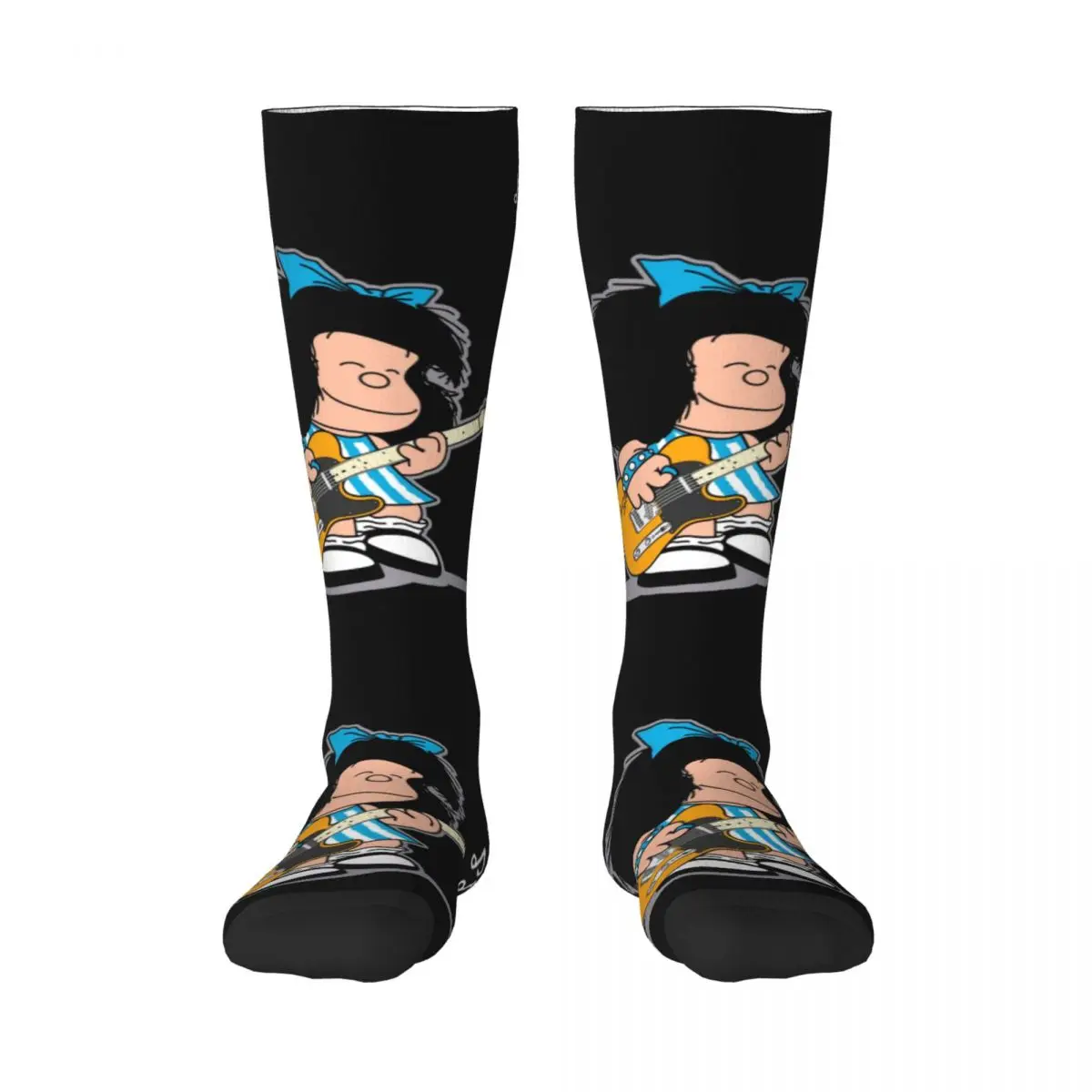 Funny Printing Mafalda Quino Comics Socks for Girl Women Stretchy Sports Thigh High Classic Cartoon Manga Stockings