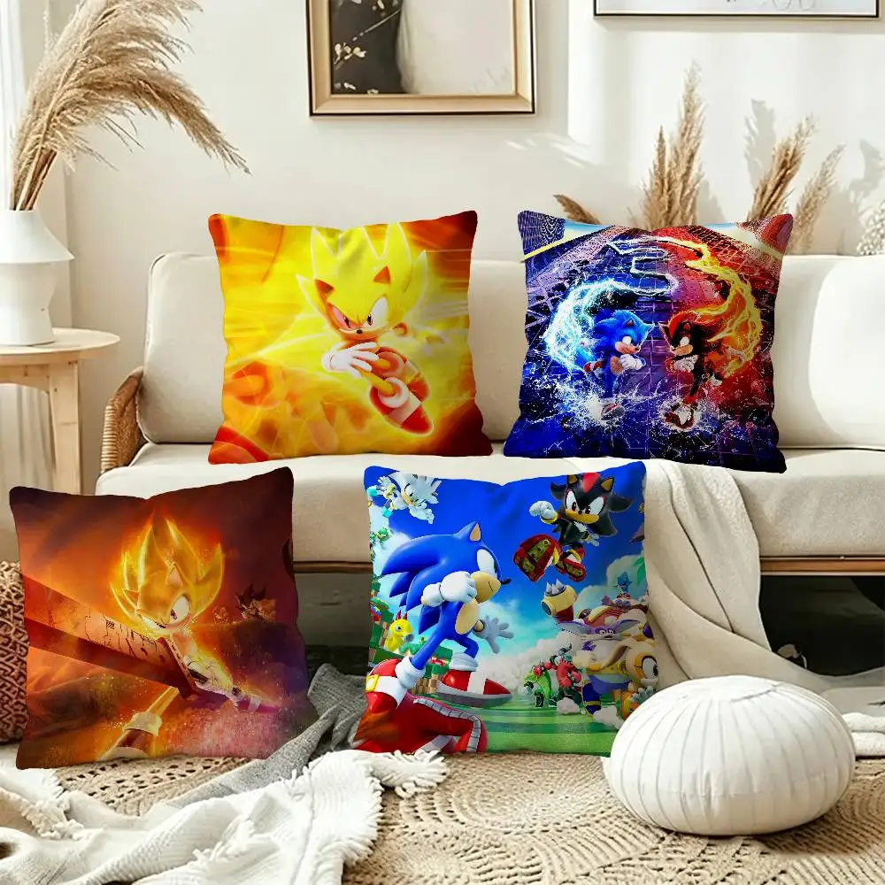 Game S-Sonic Movie Personalized Pillow Cover Kids Bedroom Wild Party Decor Pillowcase kid Birthday shower Gift