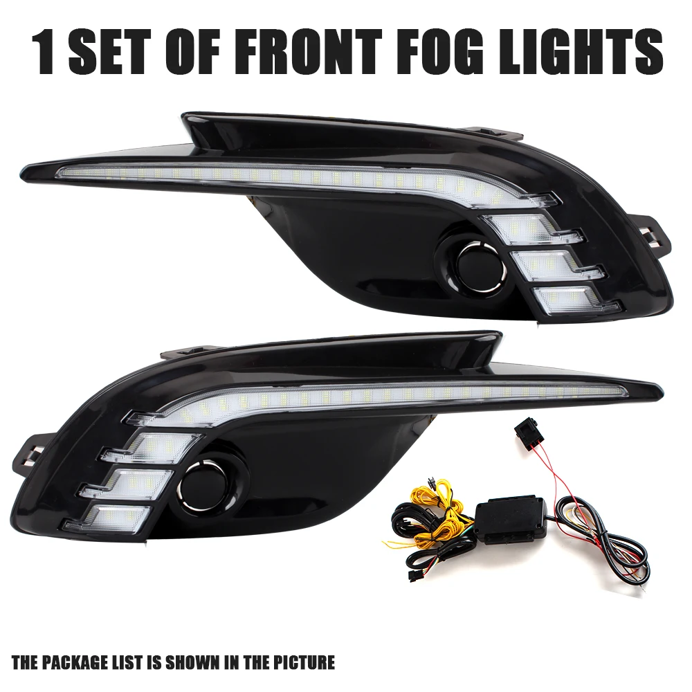 LED DRL for Mazda 3 Axela 2017 2018 Front Driving Fog Light Bezel Daytime Running Light with Dynamic Sequential Turn Signal