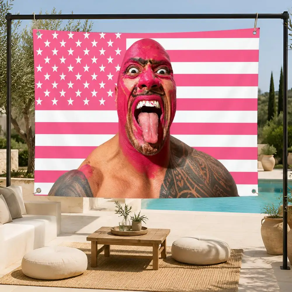 Film D-Dwayne Johnson Action Star Flags Fan support, home, dormitory, wall decoration, outdoor camping, party banners, gifts